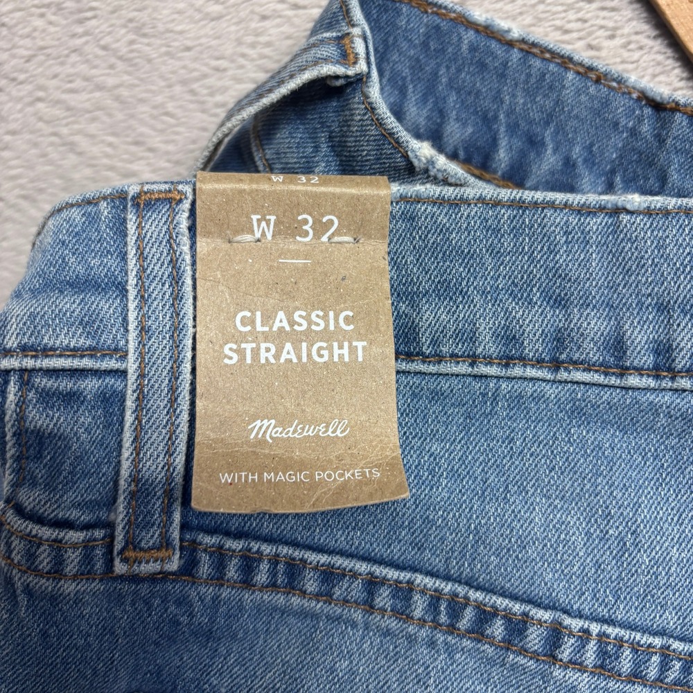 NWT Madewell Classic Straight Jeans Blue Wash Denim Women's 32x27 AJ199 Highrise - Picture 3 of 8